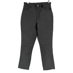 Solutions New York Black Genuine Genuine Leather Pants Sz 8 Lined Pull Up Zip Up